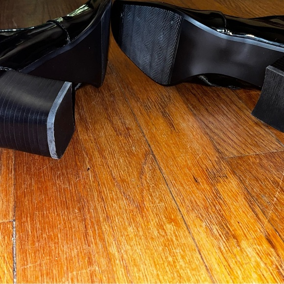 NWT Bass booties size 9 black patent leather side zip block heel square toe - Picture 8 of 11